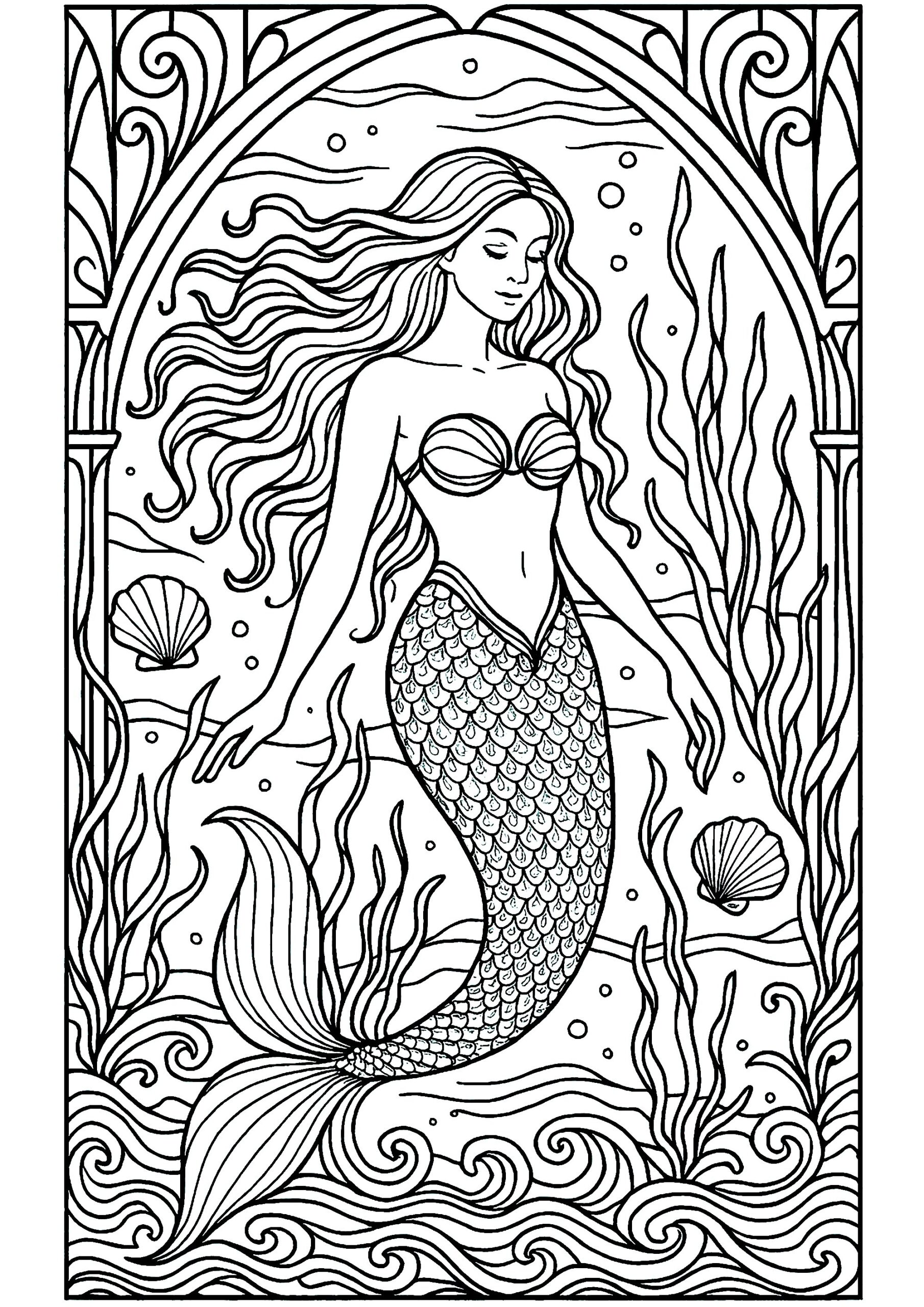 printable mermaid colouring pages