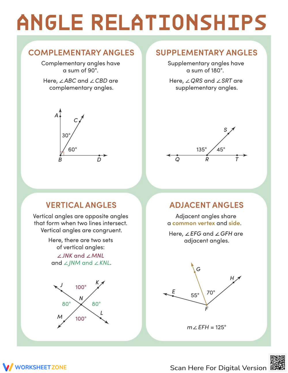 Complementary Supplementary Vertical And Adjacent Angles Worksheets Printable Complementary Supplementary Vertical And Adjacent Angles Worksheets Printable