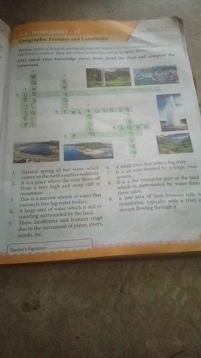 Complete The Crossword Puzzle Using The Clues Provided Natural Spring O 