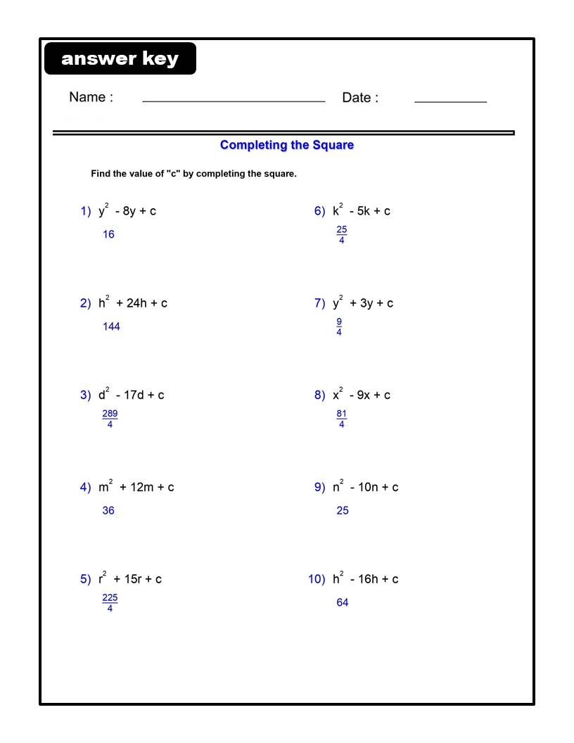 Complete The Square Worksheets Algebra 1 Quadratic Functions Worksheets Made By Teachers Complete The Square Worksheets Algebra 1 Quadratic Functions Worksheets Made By Teachers