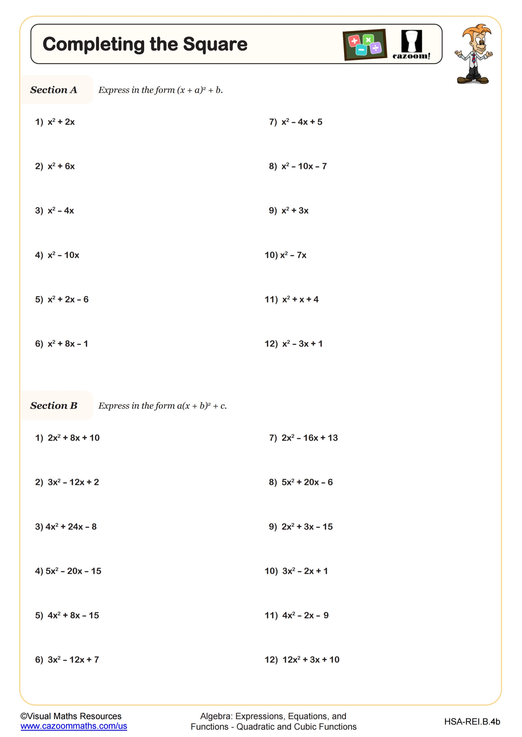 Completing The Square Worksheet Fun And Engaging Algebra I PDF Worksheets Completing The Square Worksheet Fun And Engaging Algebra I PDF Worksheets
