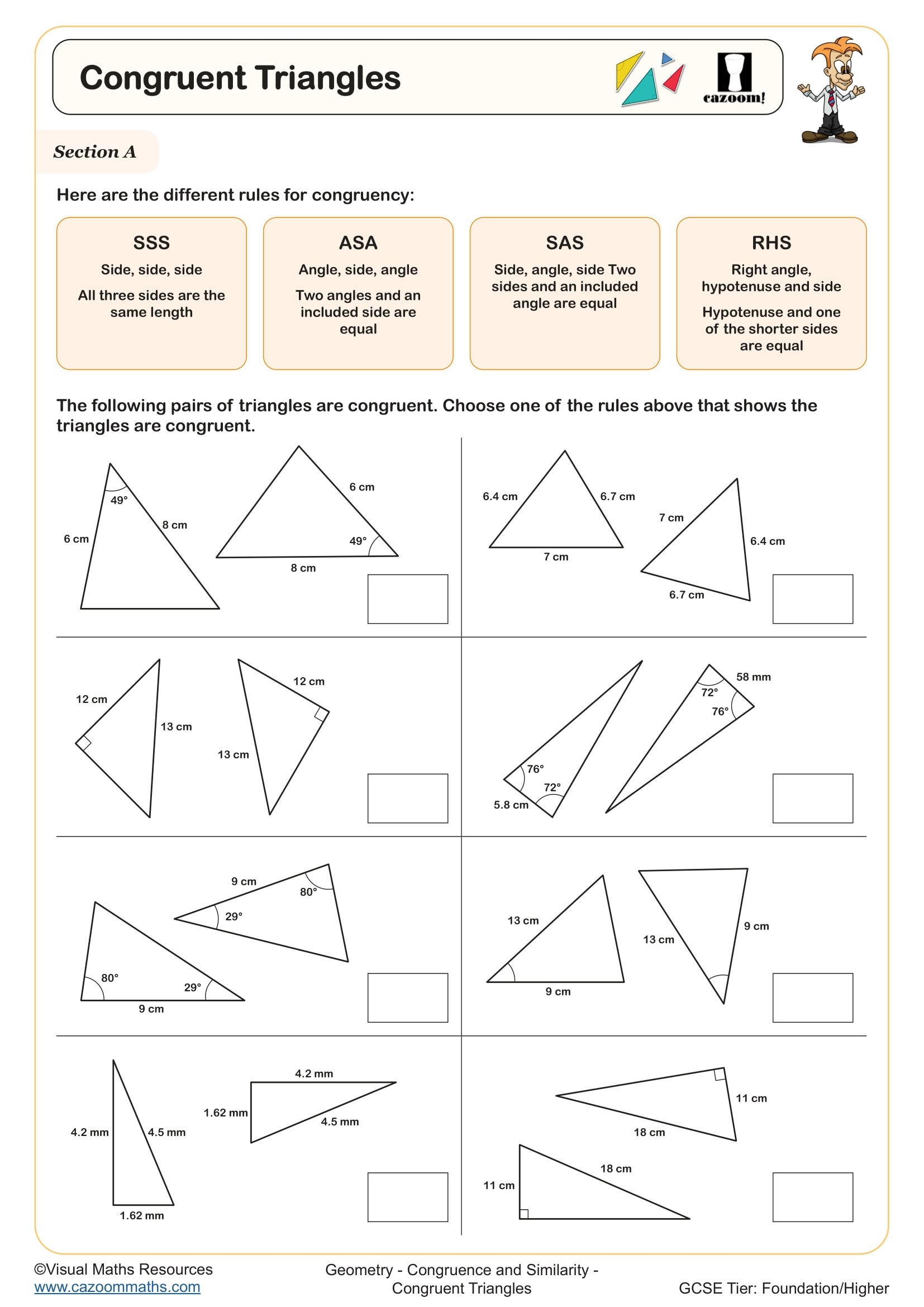 Congruent Shapes Worksheets With Answers KS3 Congruent Shapes Worksheets With Answers KS3
