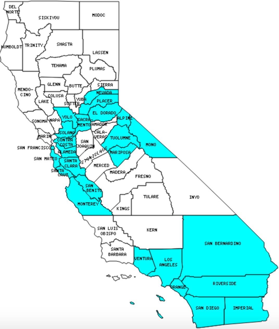 counties in california map
