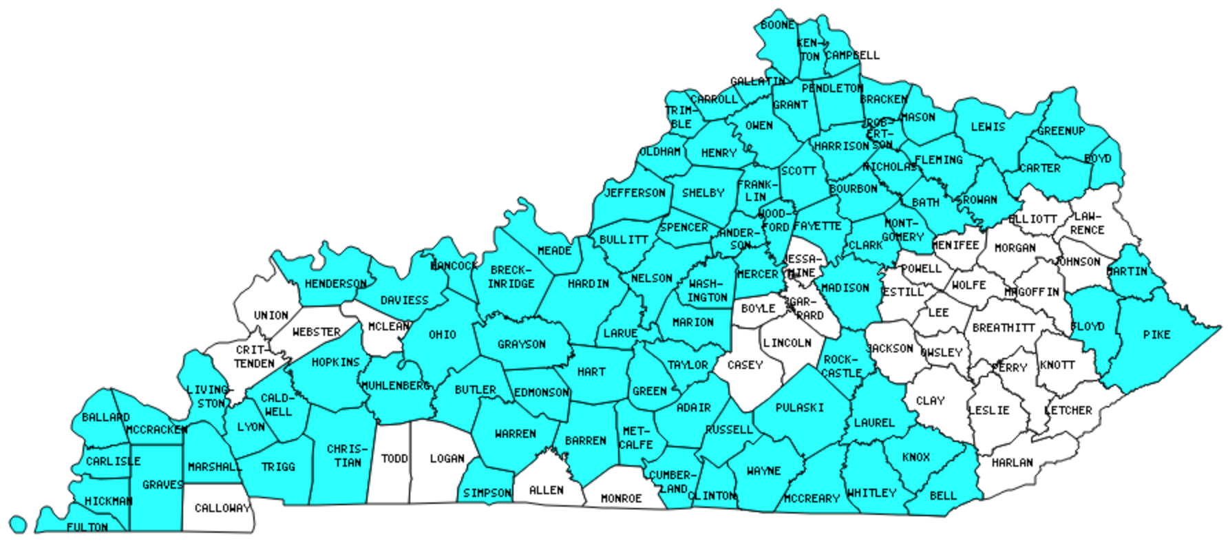 map of counties in kentucky