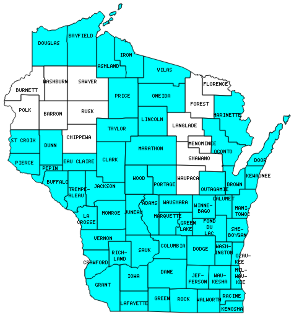 map of counties in wisconsin map of counties in wisconsin