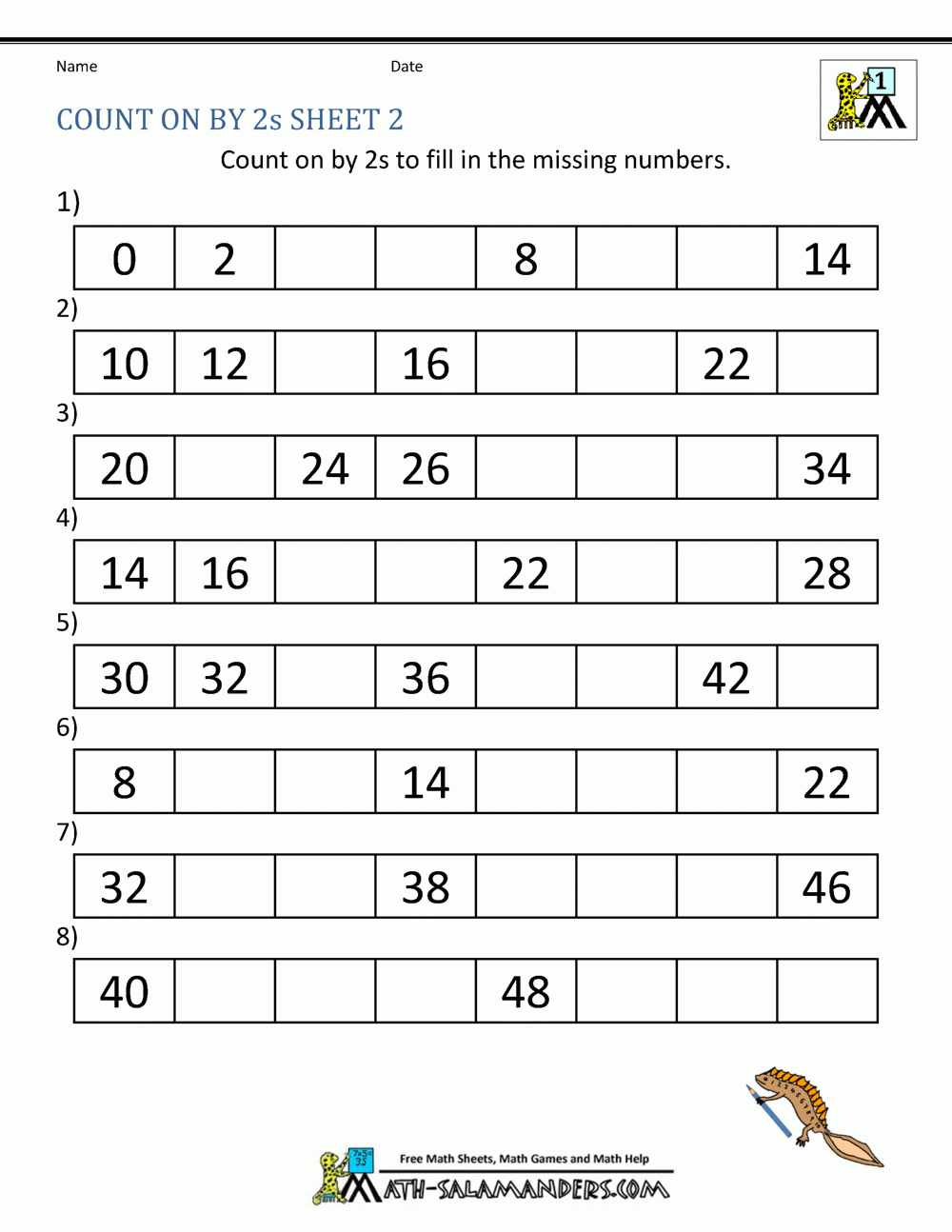 Counting By 2s Worksheets Counting By 2s Worksheets