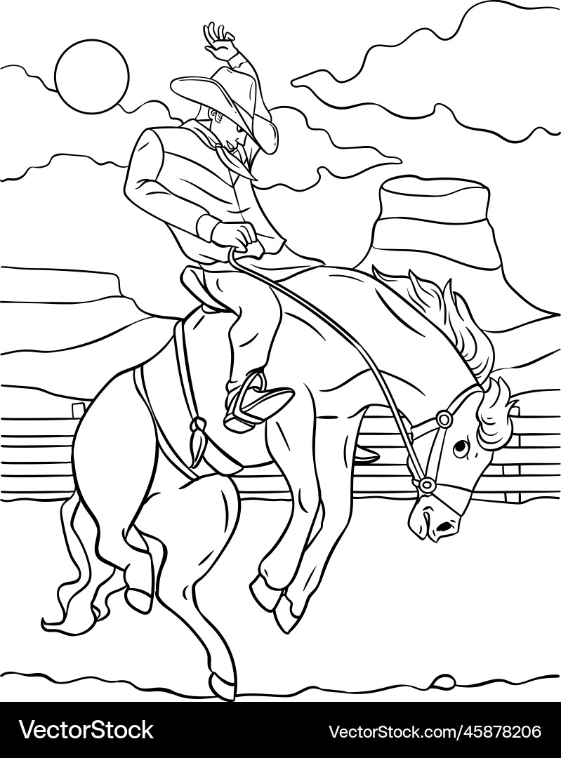 Cowboy Horse Rodeo Coloring Page For Kids Royalty Free Vector VectorStock Cowboy Horse Rodeo Coloring Page For Kids Royalty Free Vector VectorStock