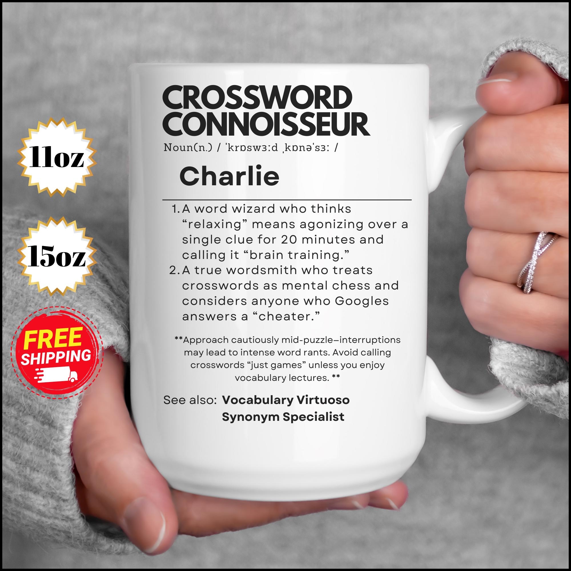 Crossword Connoisseur Mug Personalized Puzzle Lover Gift Etsy