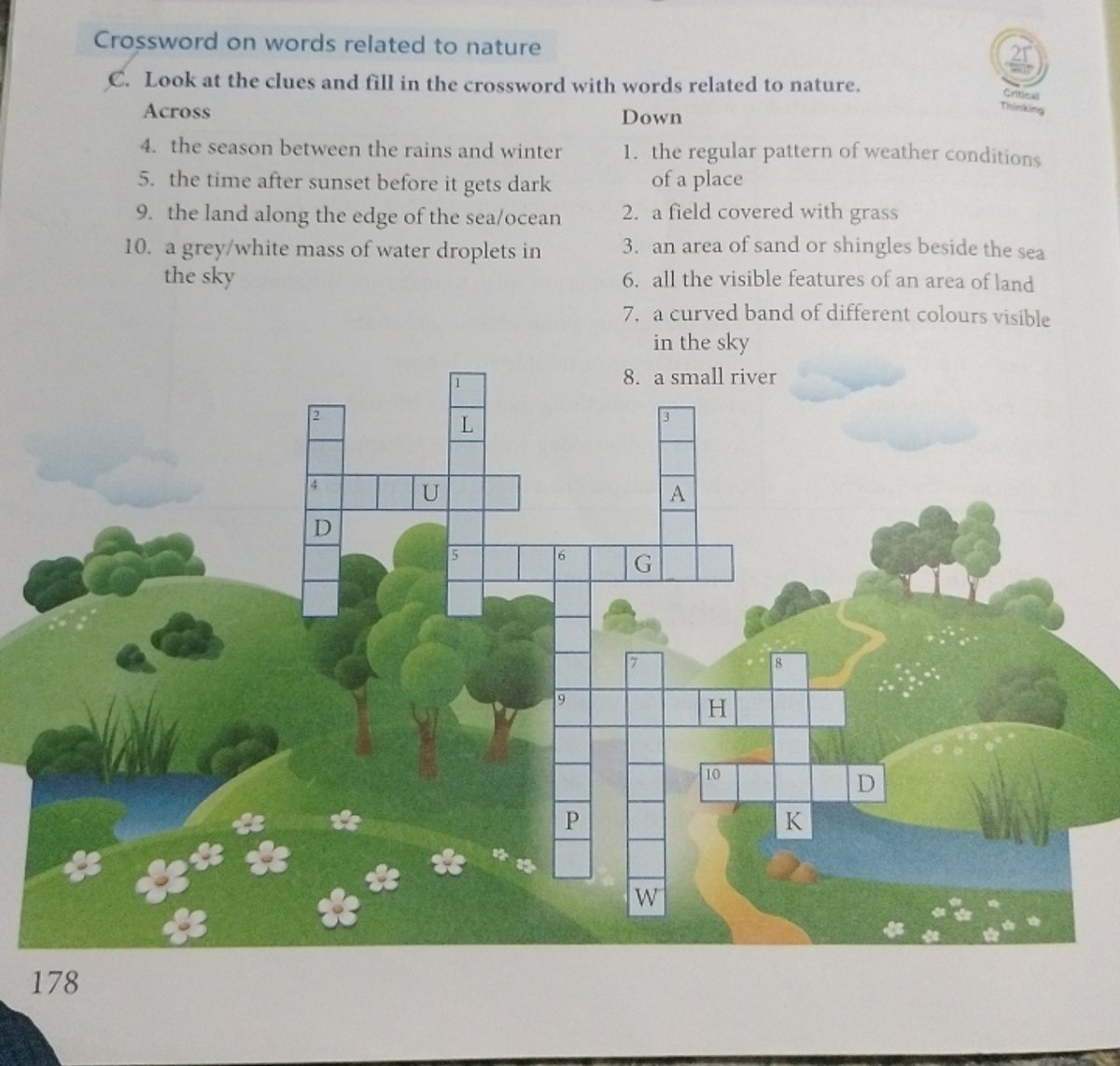Crossword On Words Related To Nature C Look At The Clues And Fill In The 