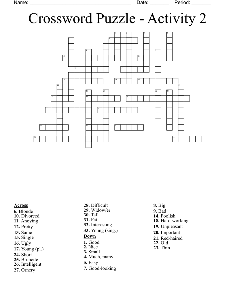 Crossword Puzzle Activity 2 WordMint Crossword Puzzle Activity 2 WordMint