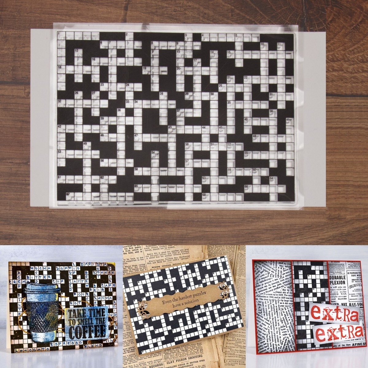Crossword Puzzle Horizontal Background Stamp MYO Word Game EBay