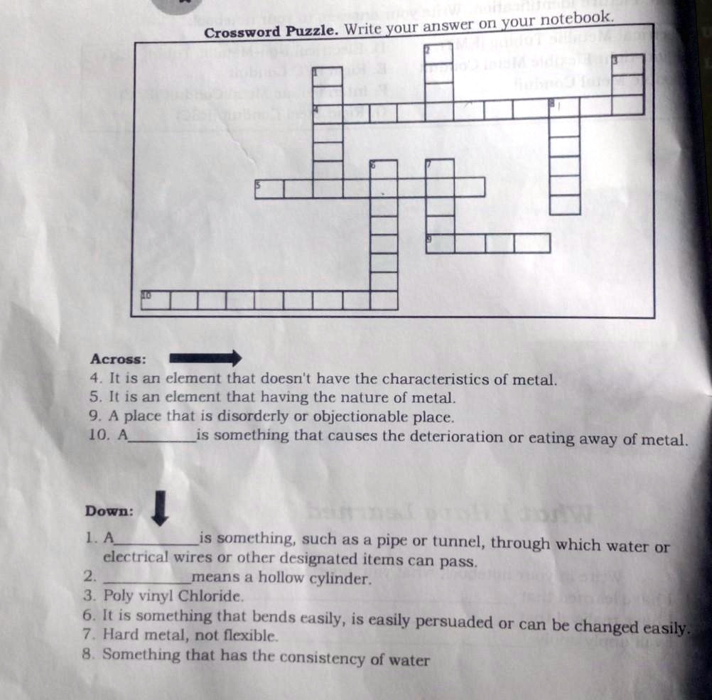 Crossword Puzzle Write Your Answer On Your Crossword Puzzle Write Your Answer On Your
