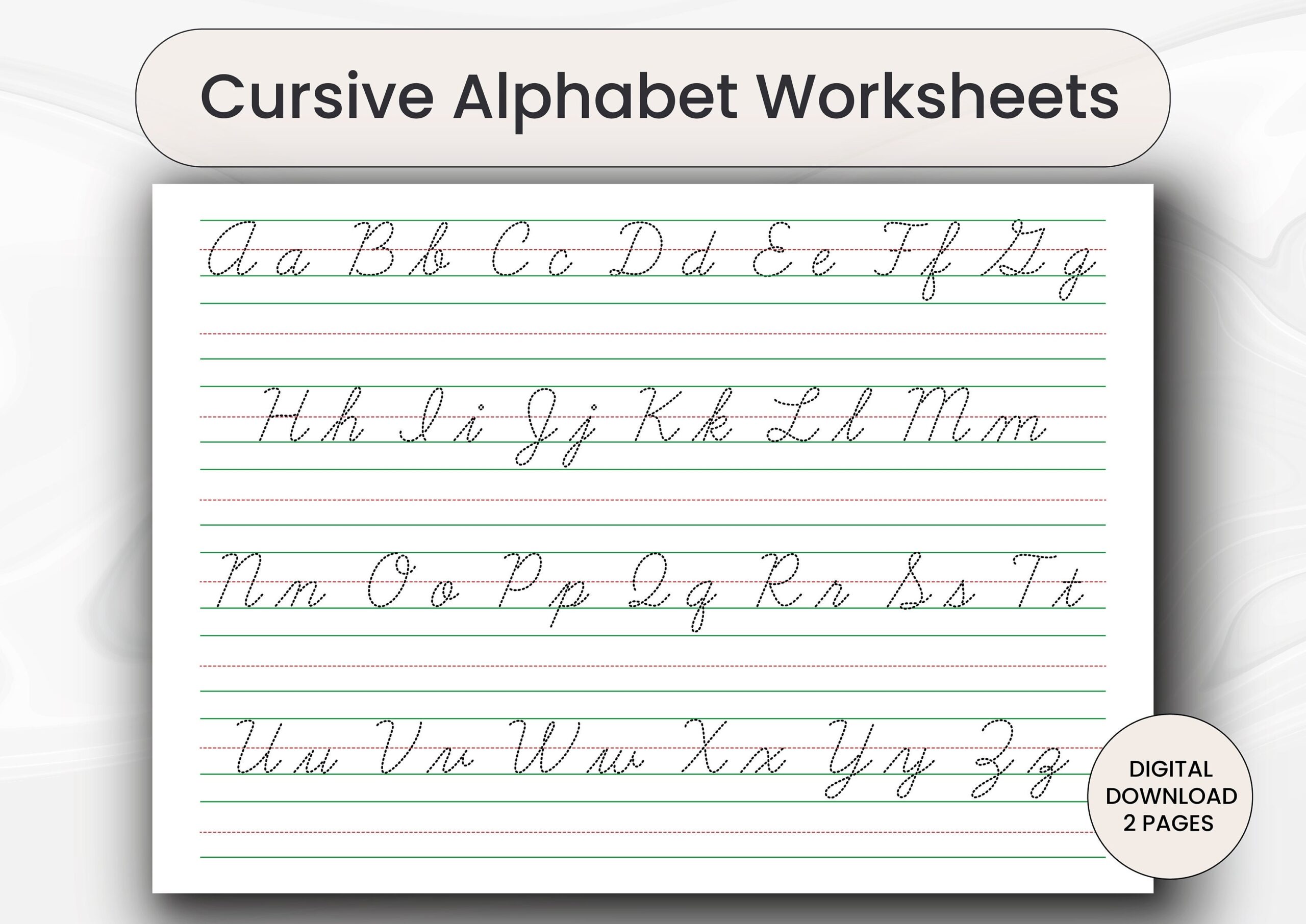 cursive writing practise worksheets