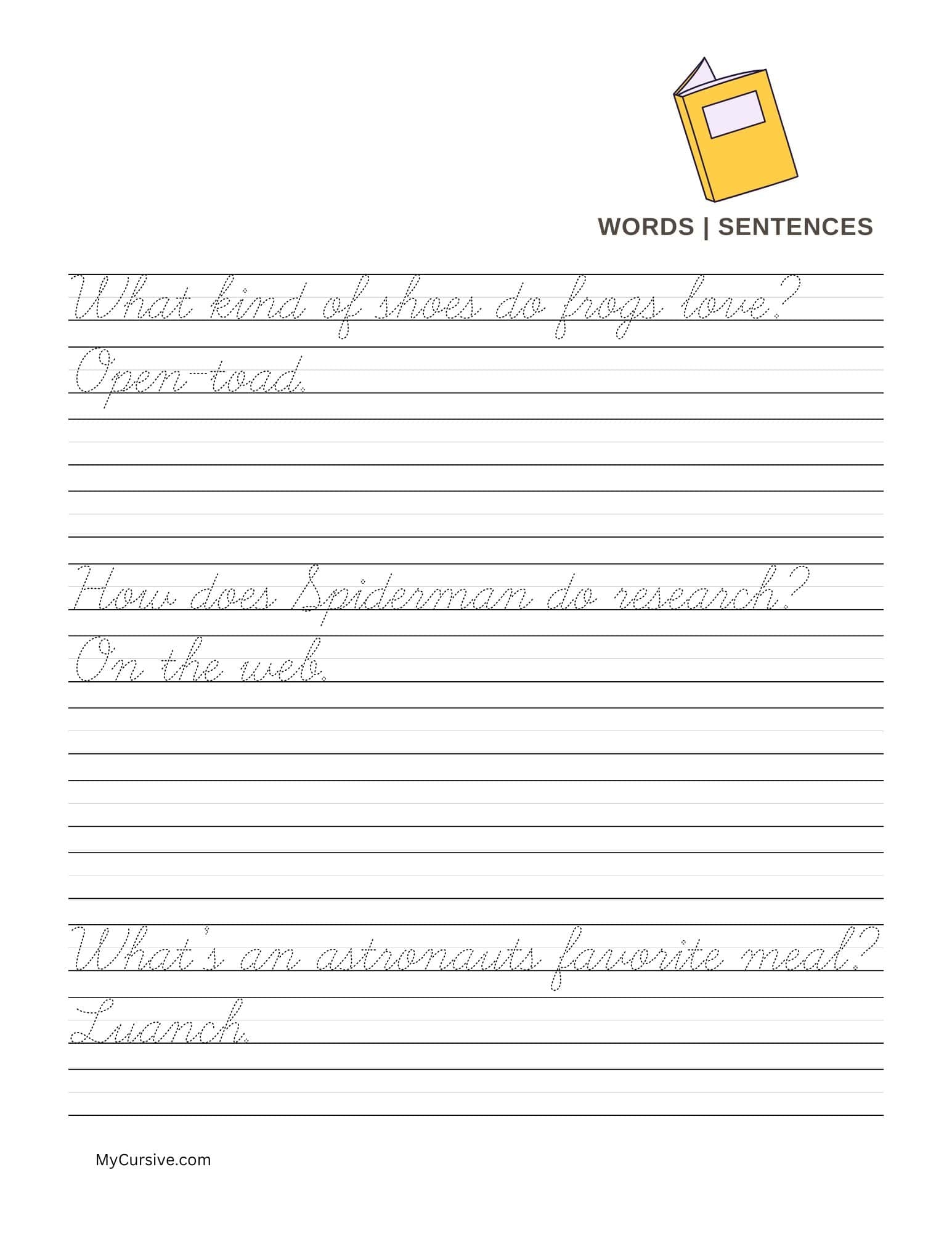 free cursive handwriting worksheets