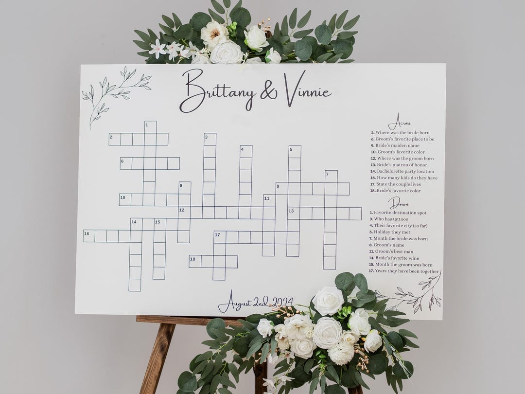 Custom Dry Erase Wedding Crossword Sip And Solve Large Print Shipped Directly To Home Etsy