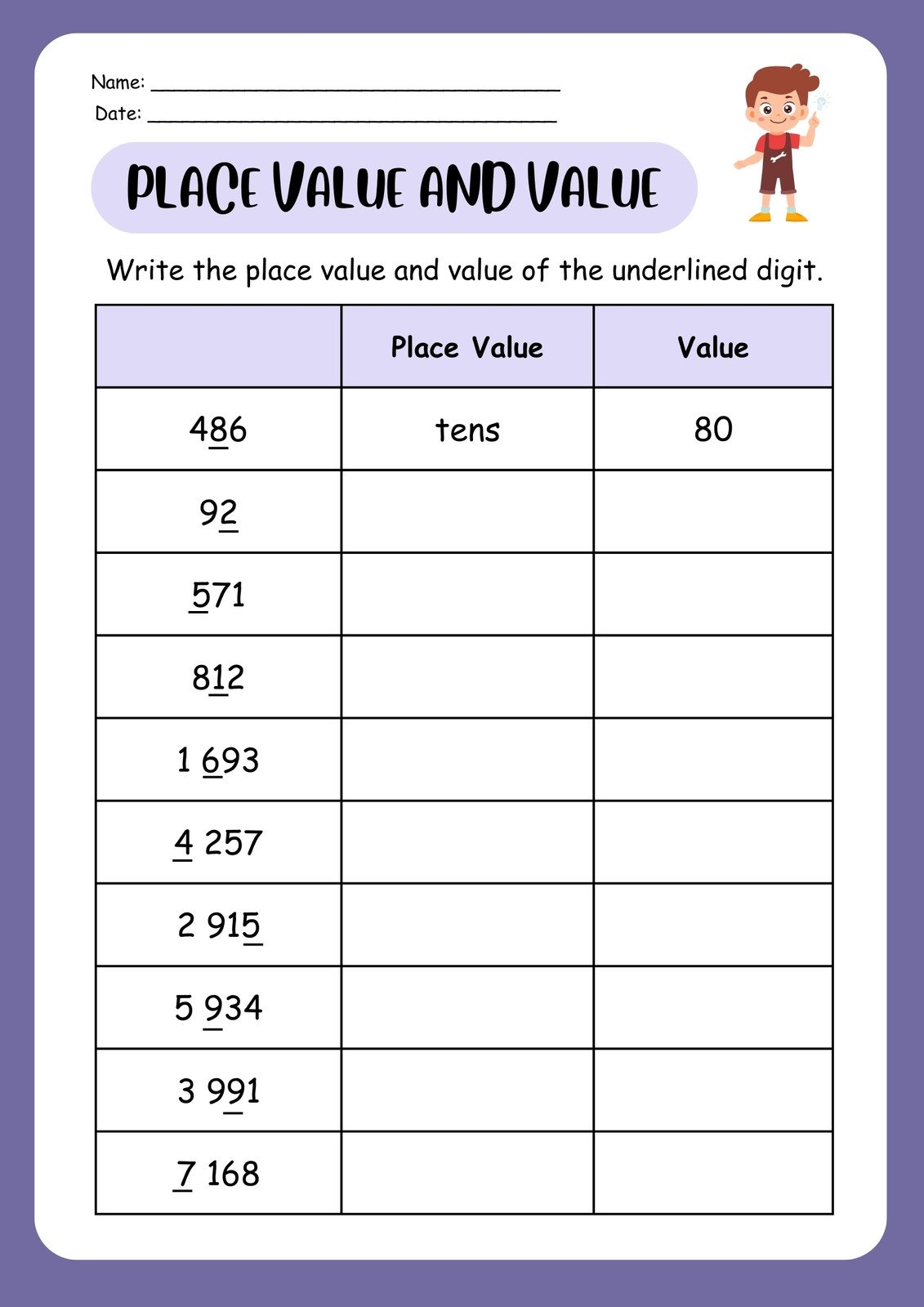 Customize 127 Place Value Worksheets Templates Online Canva