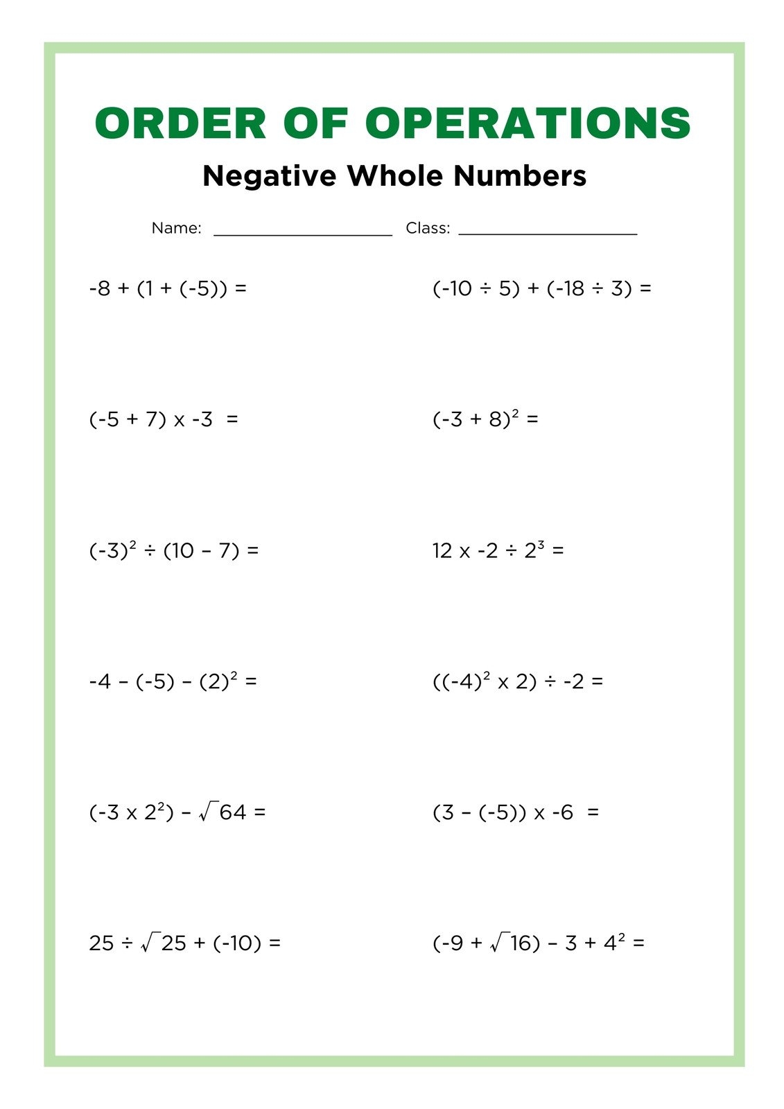 Customize 20 Order Of Operations Worksheets Templates Online Canva