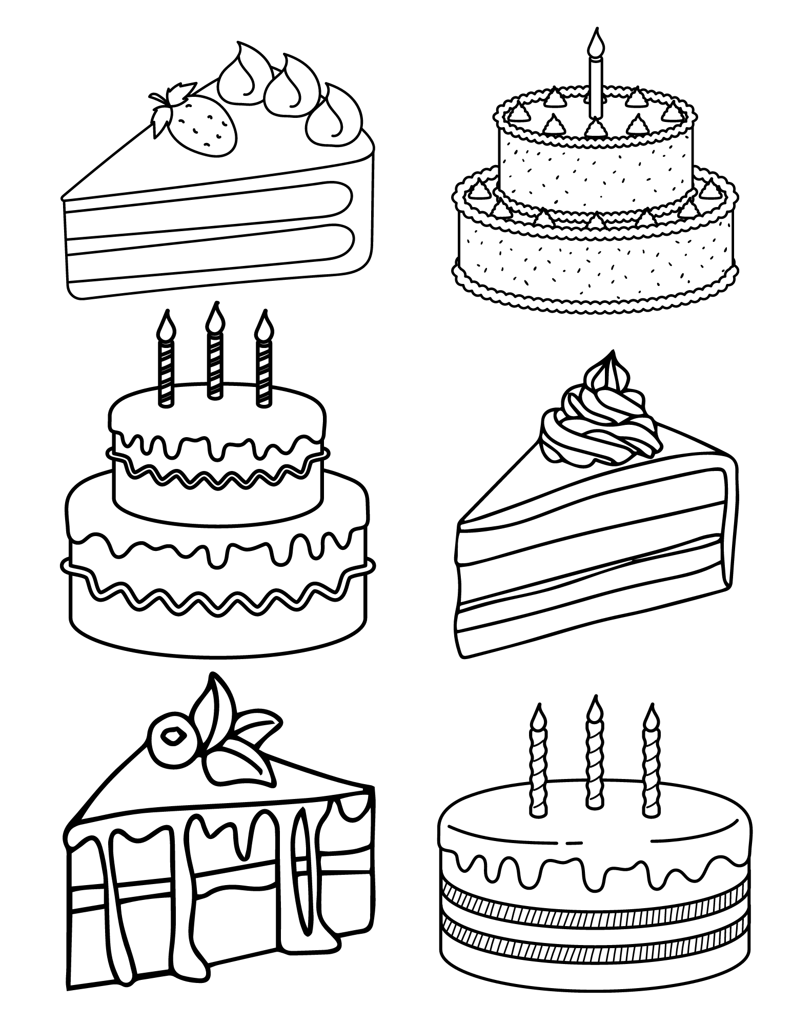 cake colouring in pages