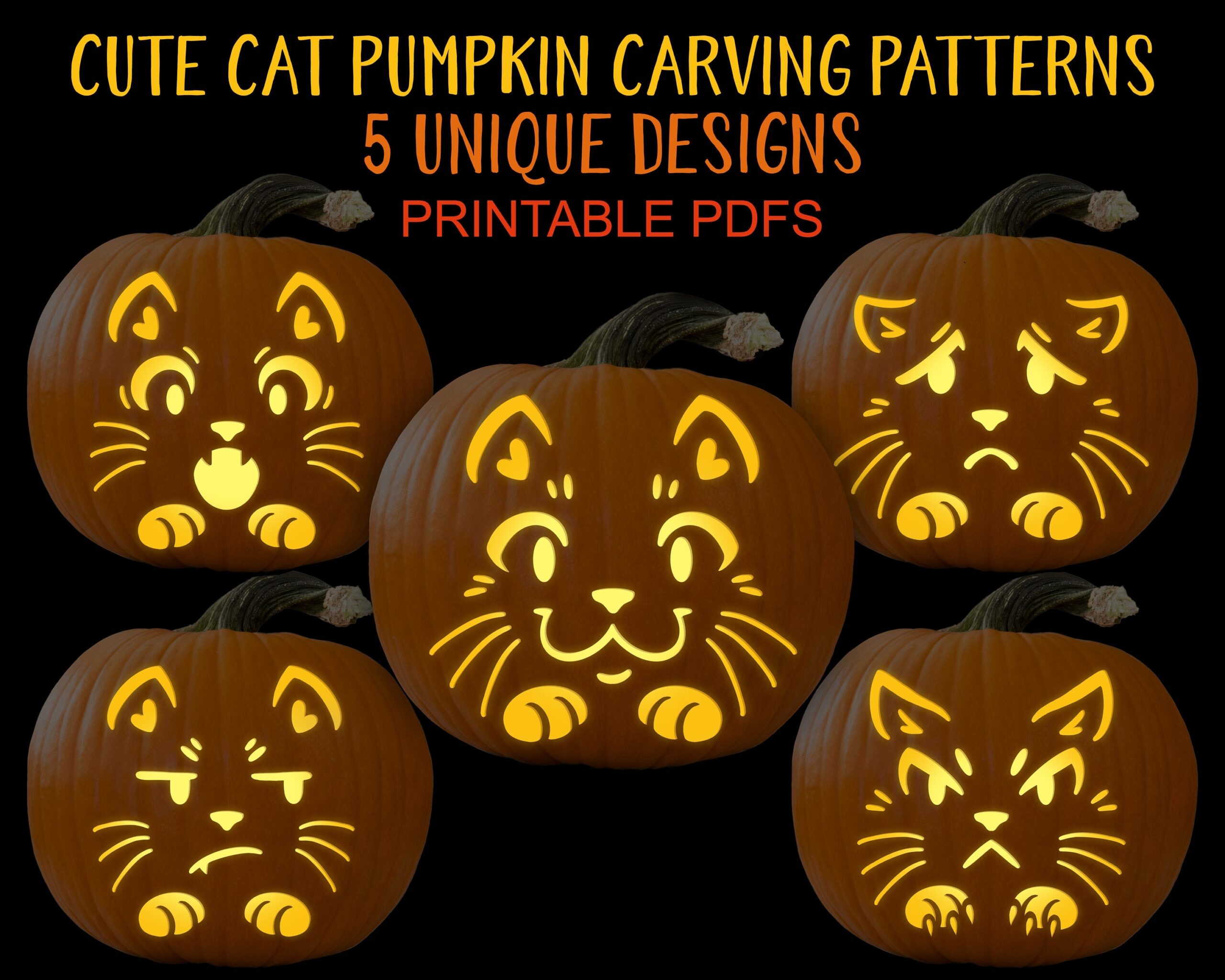 cat pumpkin carving templates