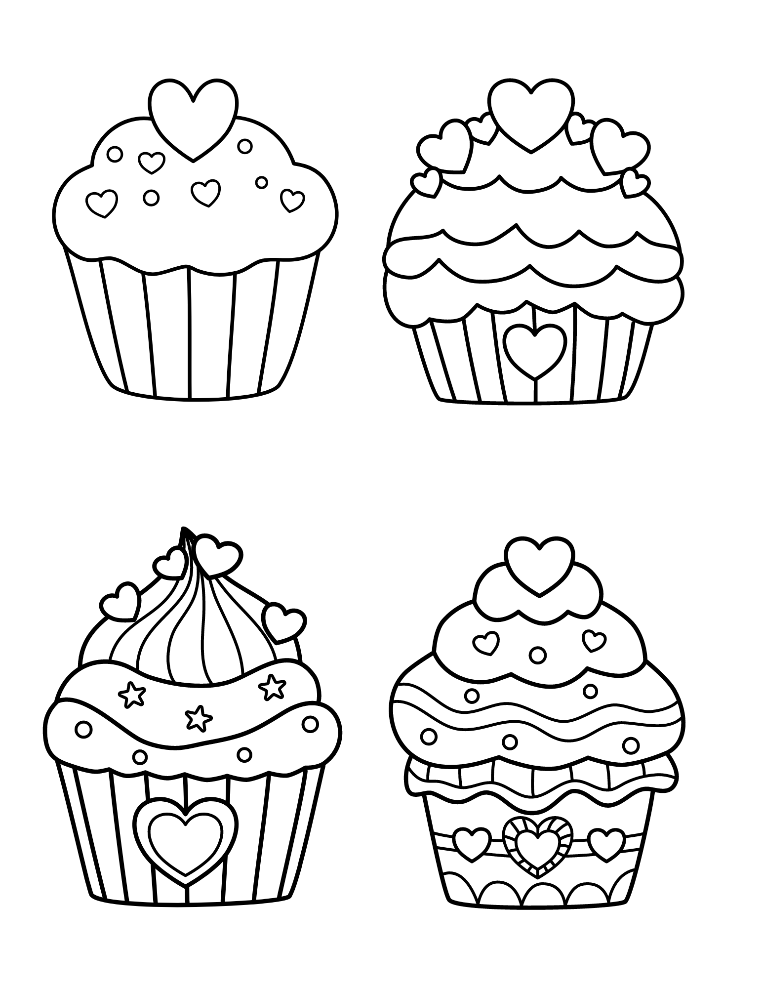 cupcake colouring in pages
