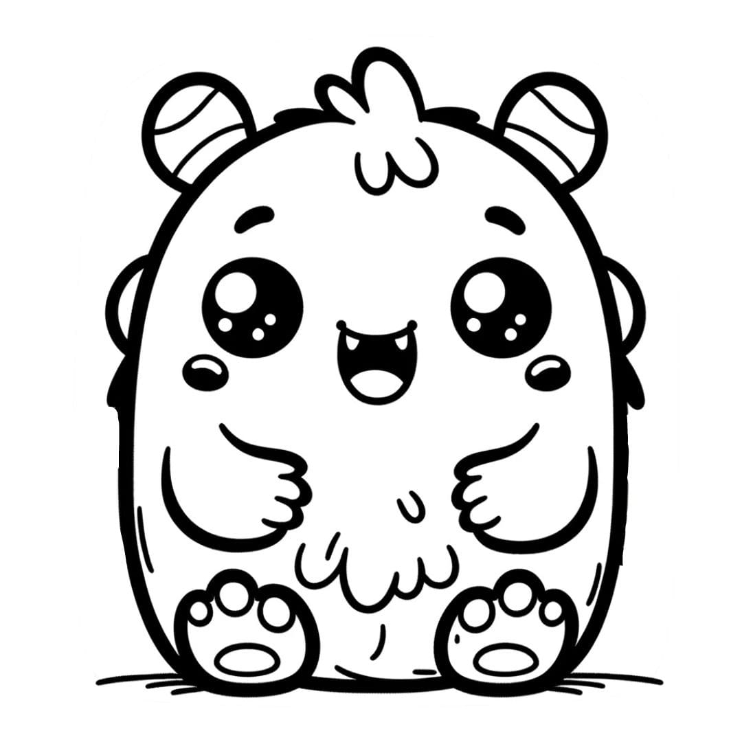 Cute Monster Coloring Page For Kindergarten Free Drawing