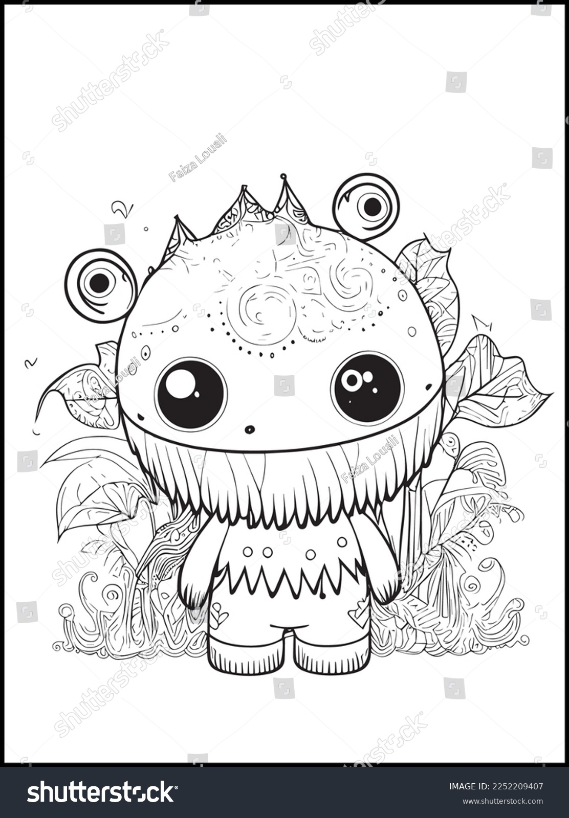 Cute Monster Coloring Pages Kids Stock Vector Royalty Free 2252209407 Shutterstock