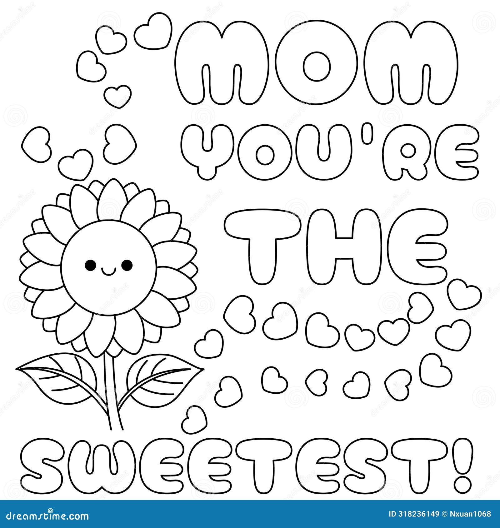 Cute Mother s Day Coloring Pages For Kids Outline Vector Illustration Easy To Color Black And White Activity Worksheet Stock Vector Illustration Of Drawings Love 318236149