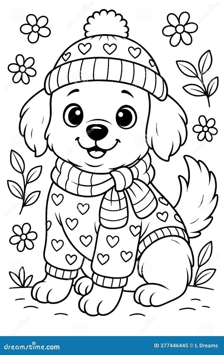 Cute Puppy Dog Dressed In A Winter Sweater Scarf And Hat Coloring Page Stock Illustration Illustration Of Wintery Pages 377446445 Cute Puppy Dog Dressed In A Winter Sweater Scarf And Hat Coloring Page Stock Illustration Illustration Of Wintery Pages 377446445