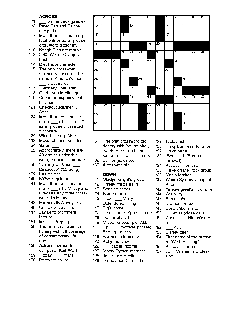 Daily Commuter Crossword Printable Printable Party Favors