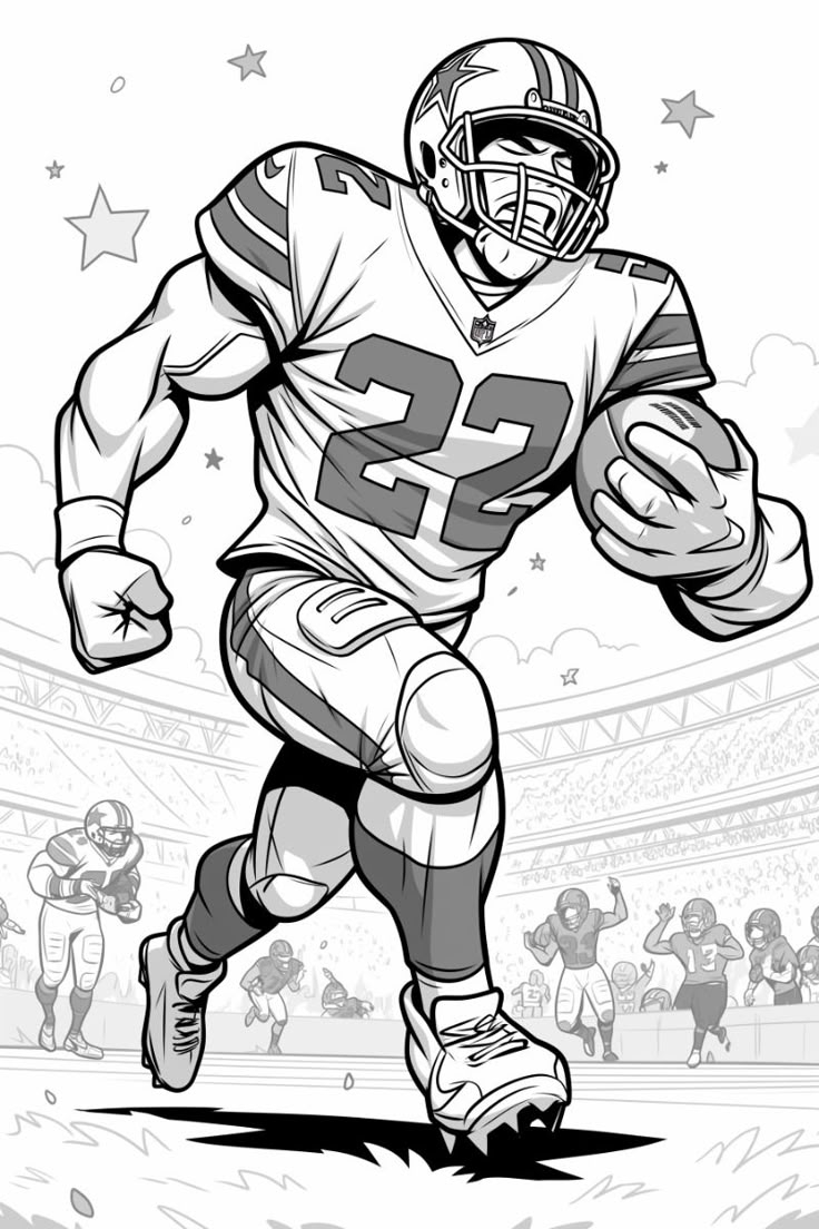 Dallas Cowboys NFL Star On The Field Action Packed Coloring Page For Kids