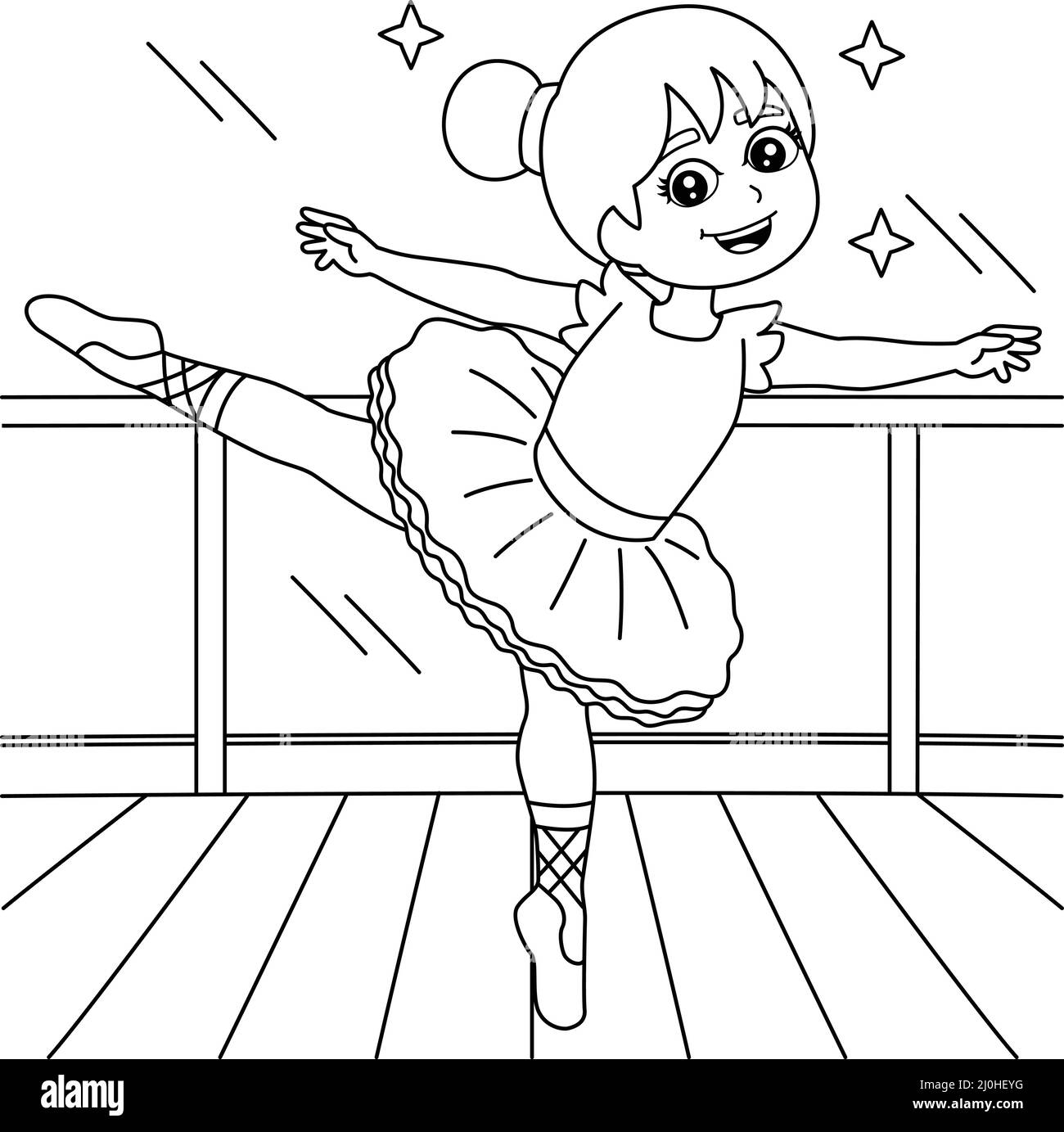Dancing Ballerina Girl Coloring Page For Kids Stock Vector Image Art Alamy