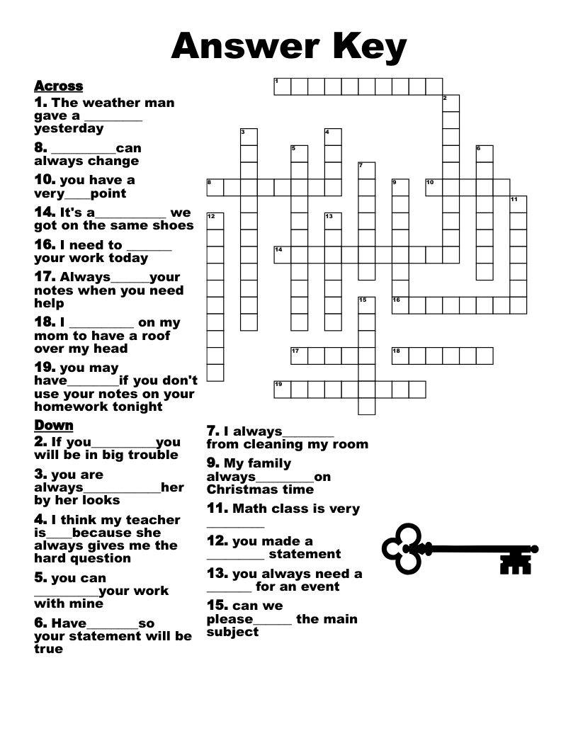 printable crossword puzzles pdf with answers
