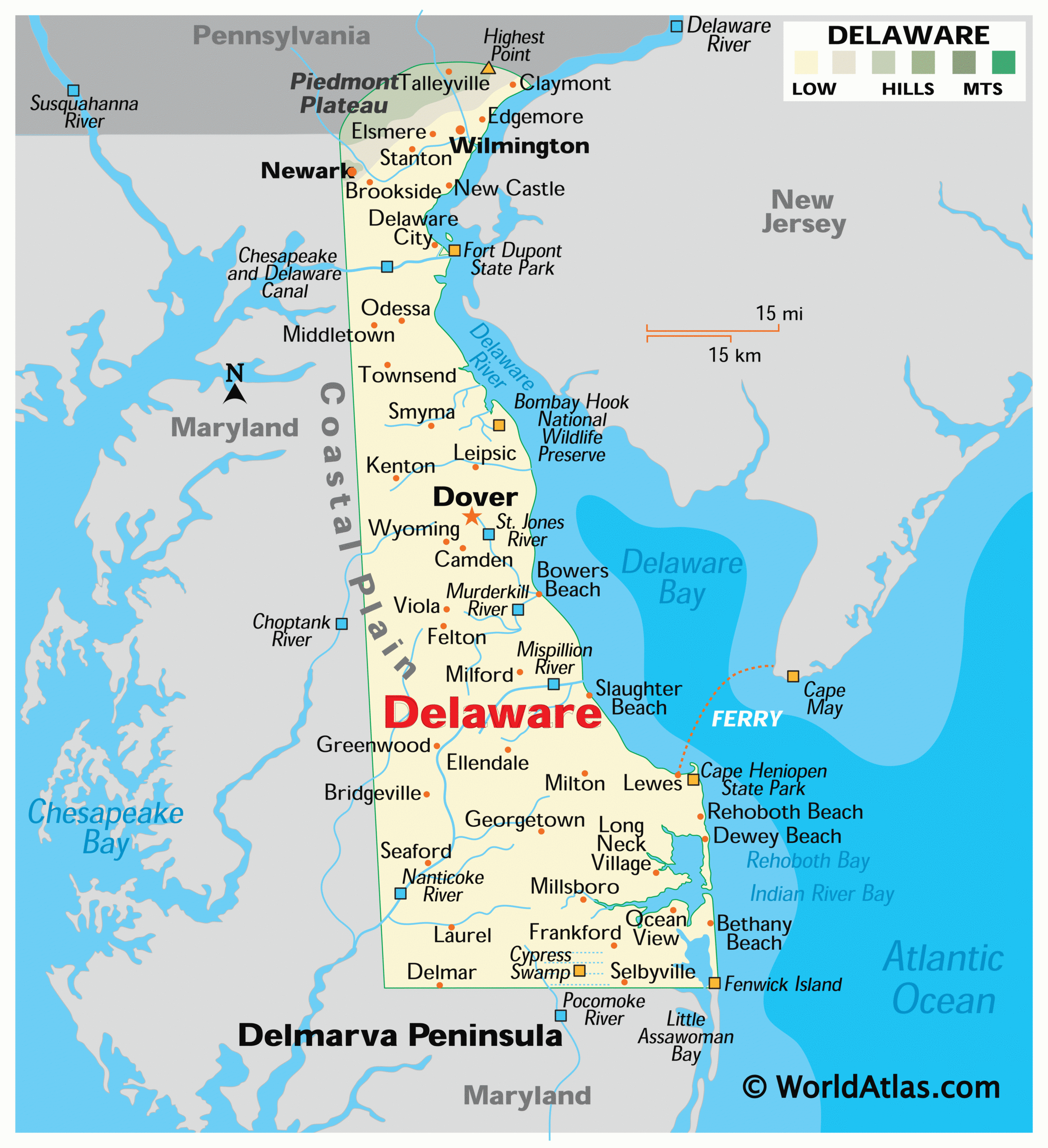 Delaware Map Geography Of Delaware Map Of Delaware Worldatlas