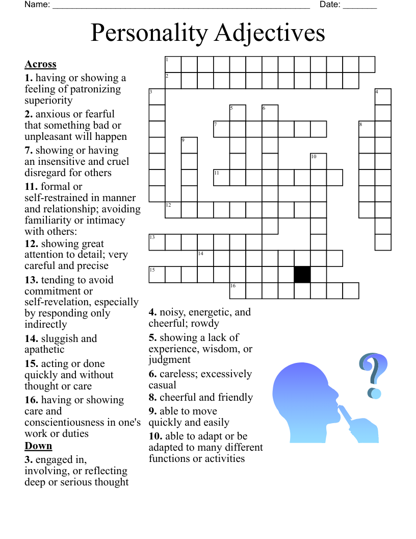 Describing People Crossword WordMint
