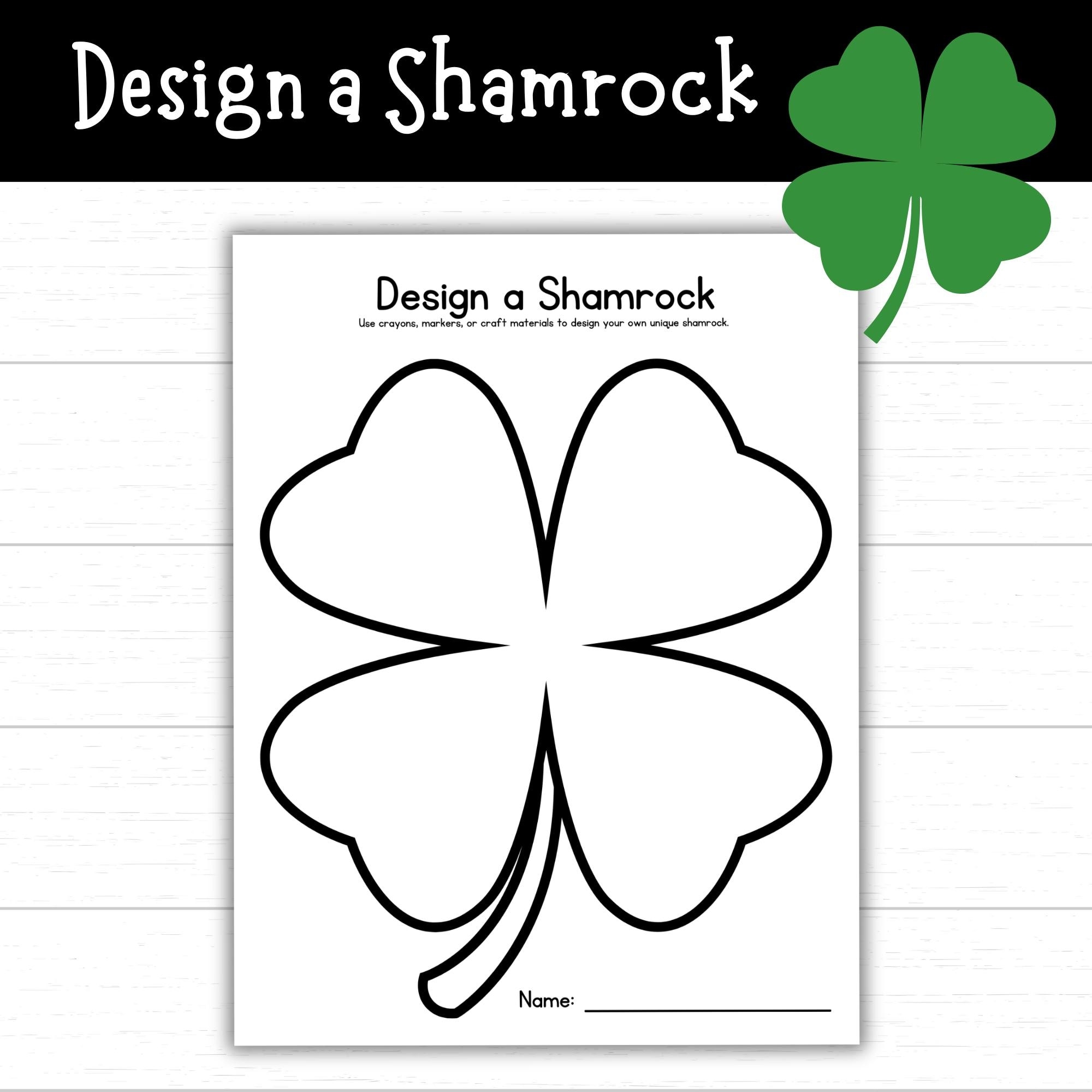 Design A Shamrock Printable Craft For Kids Shamrock Template Shamrock Craft Spring Activity Four Leaf Clover St Patrick s Day Lucky Etsy Ireland