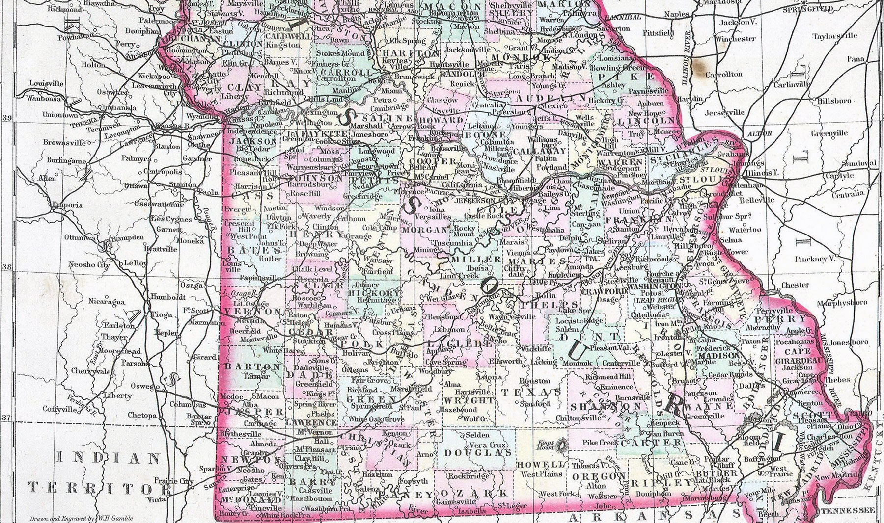 missouri county map with roads