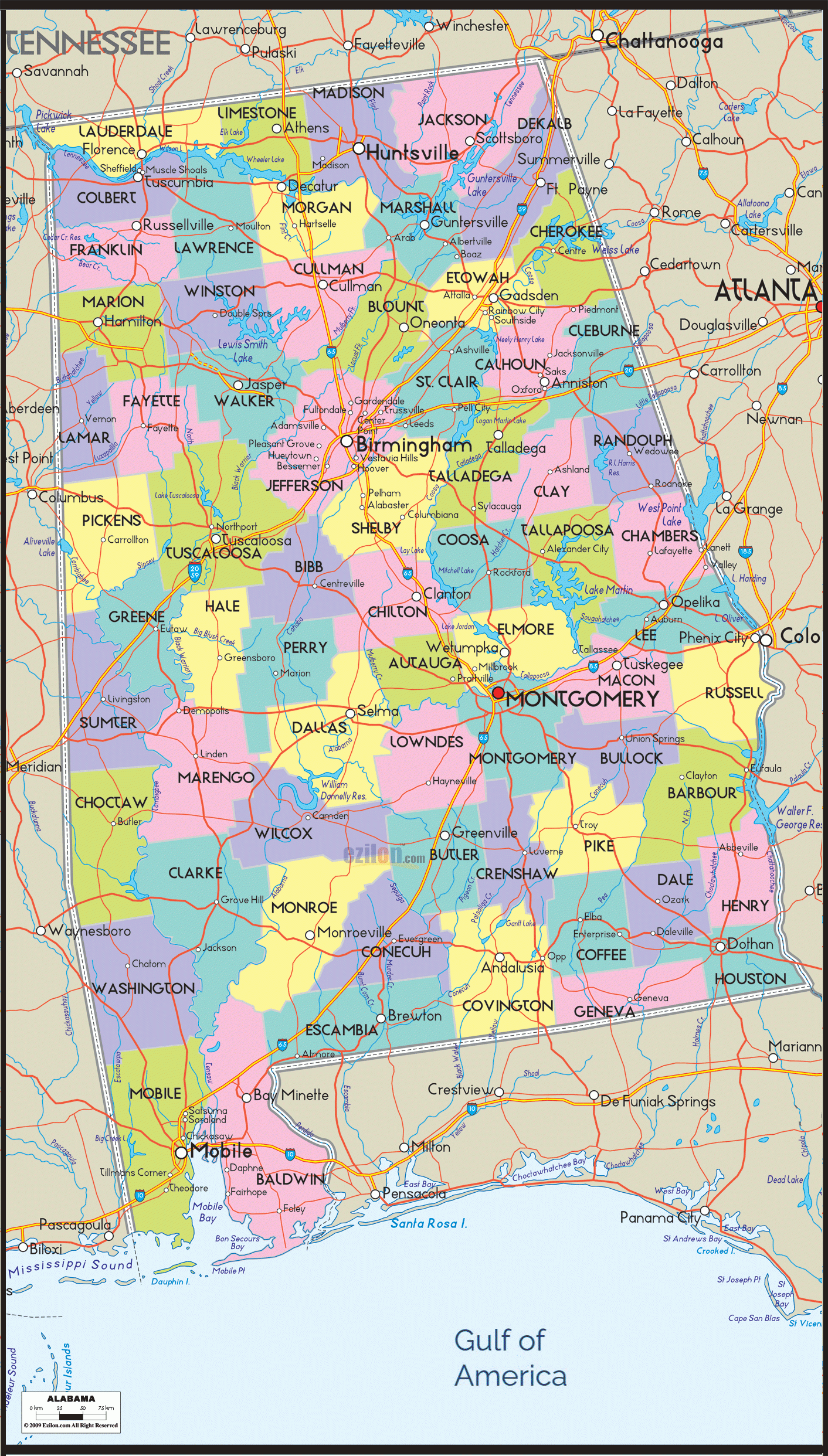 Detailed Map Of Alabama With Cities Counties And Roads Ezilon Maps Detailed Map Of Alabama With Cities Counties And Roads Ezilon Maps