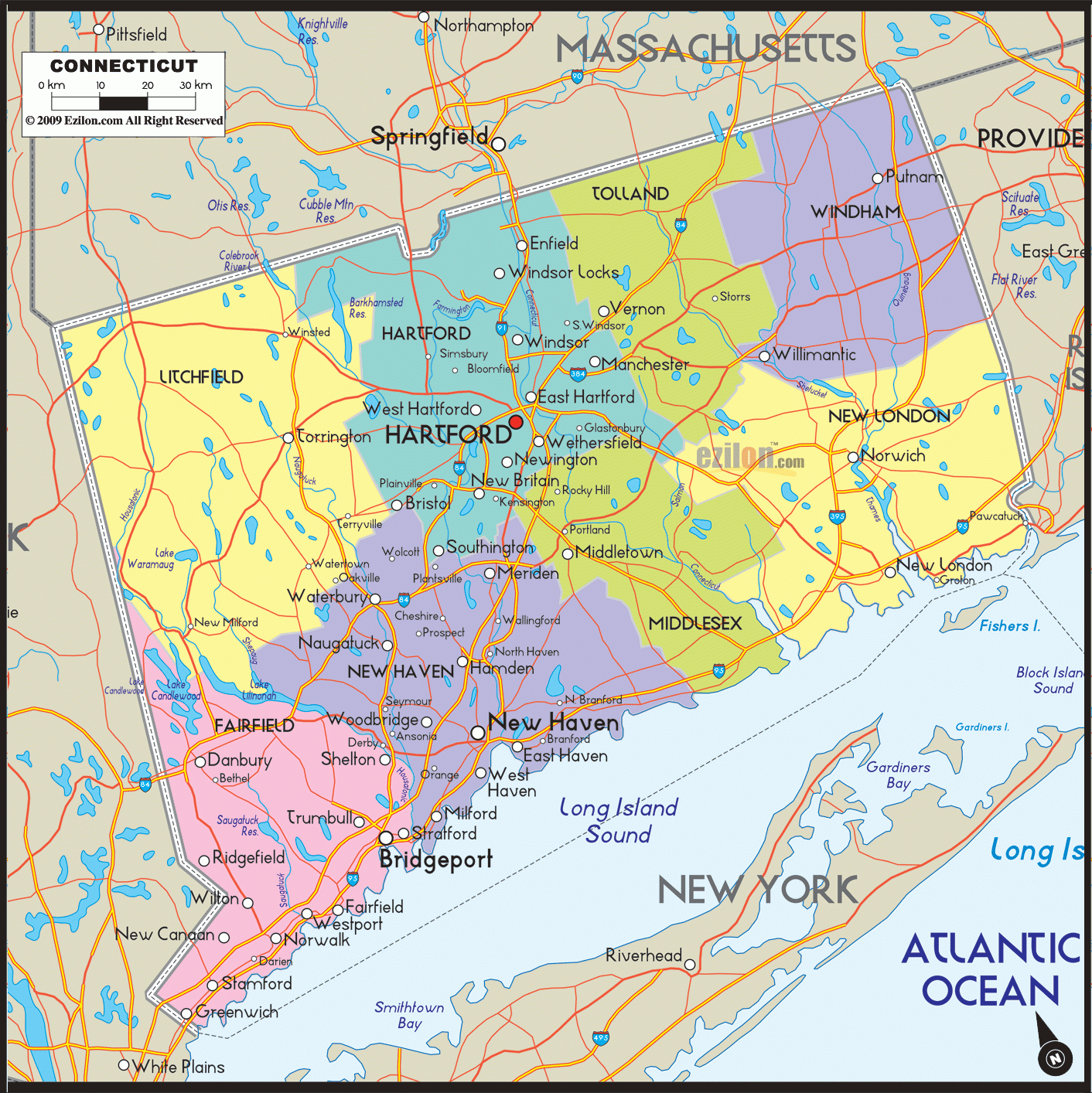 Detailed Map Of Connecticut With Cities Counties And Roads Ezilon Maps Detailed Map Of Connecticut With Cities Counties And Roads Ezilon Maps