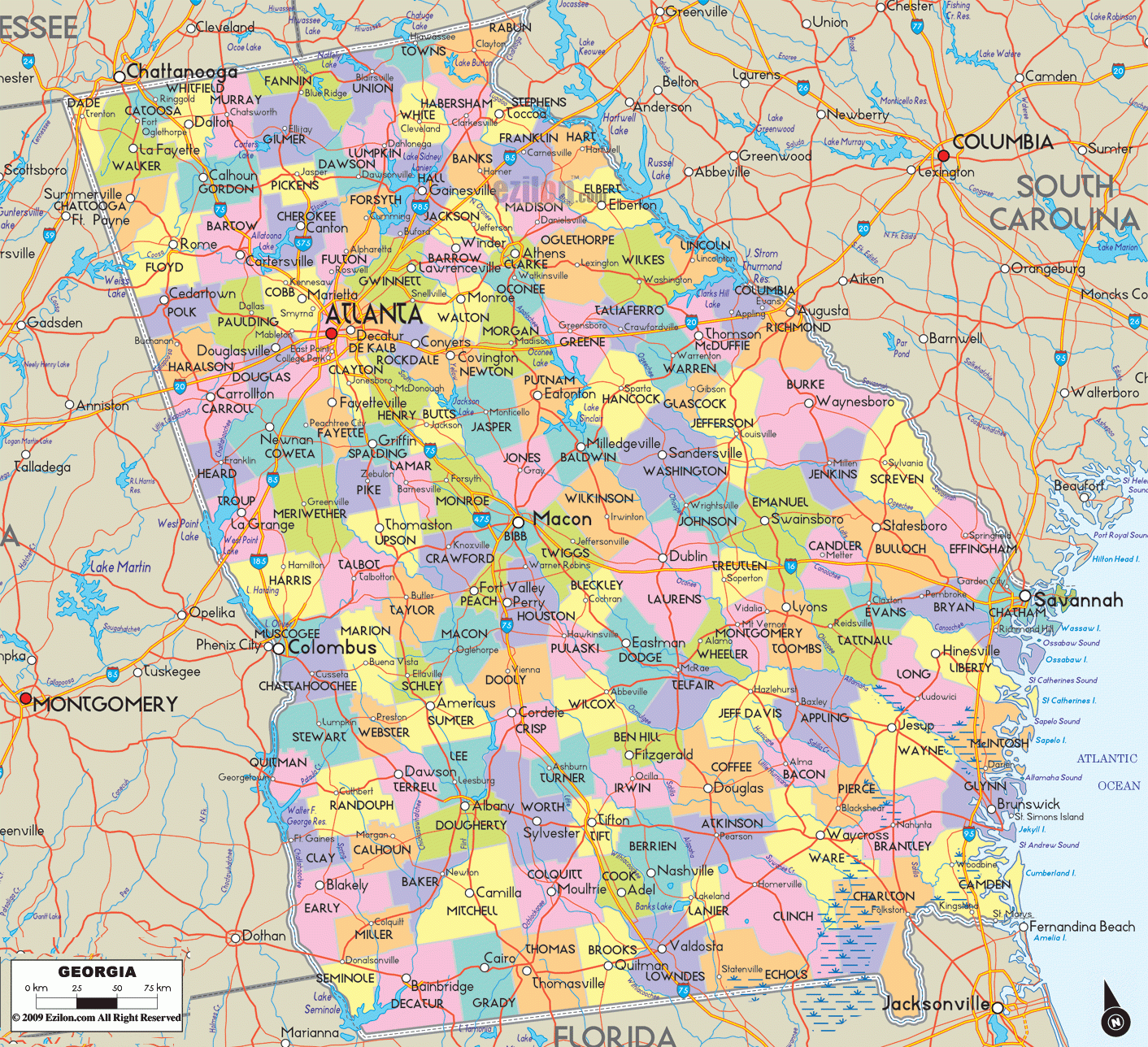 state of georgia county map state of georgia county map