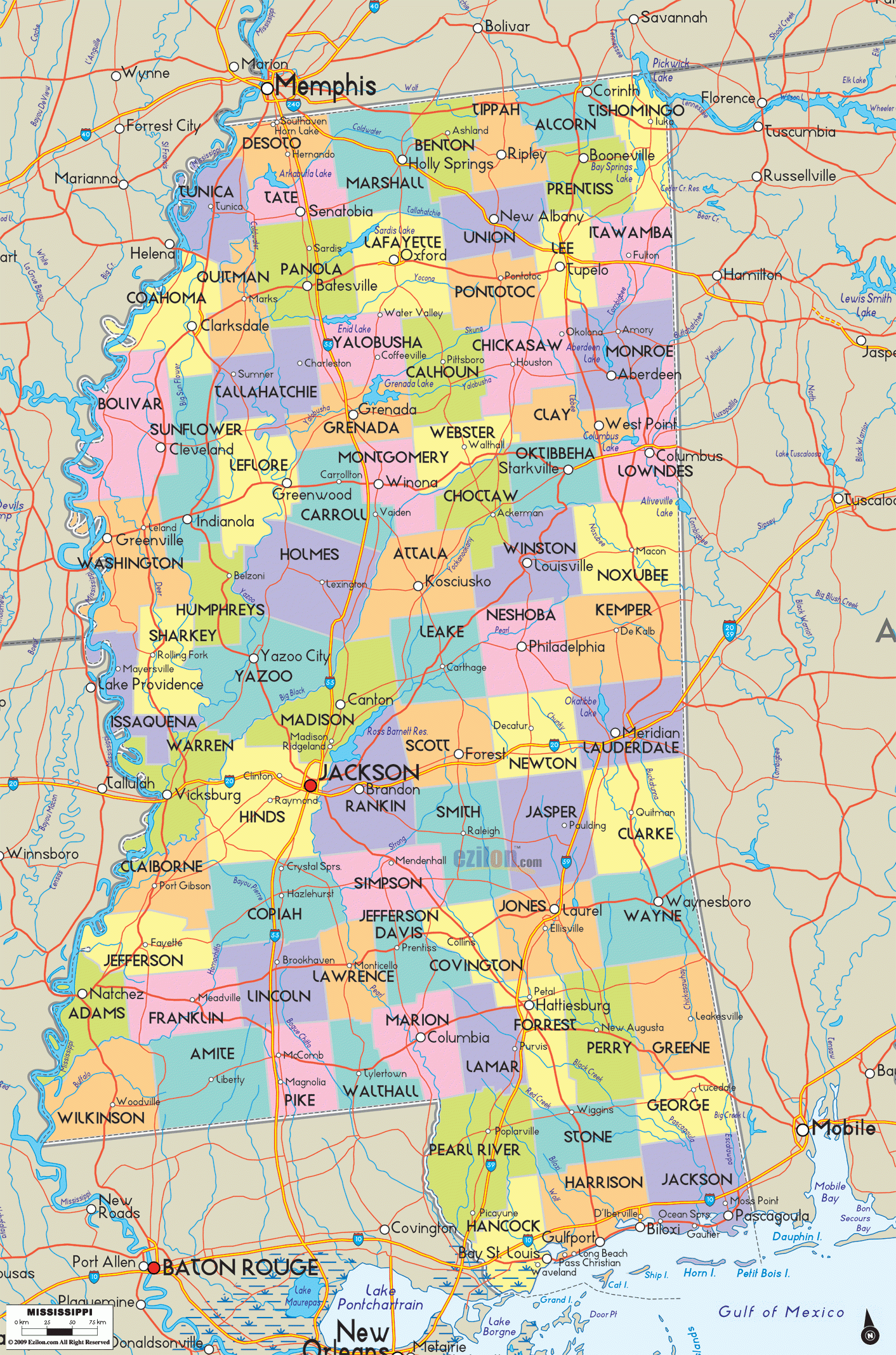 county map of ms county map of ms