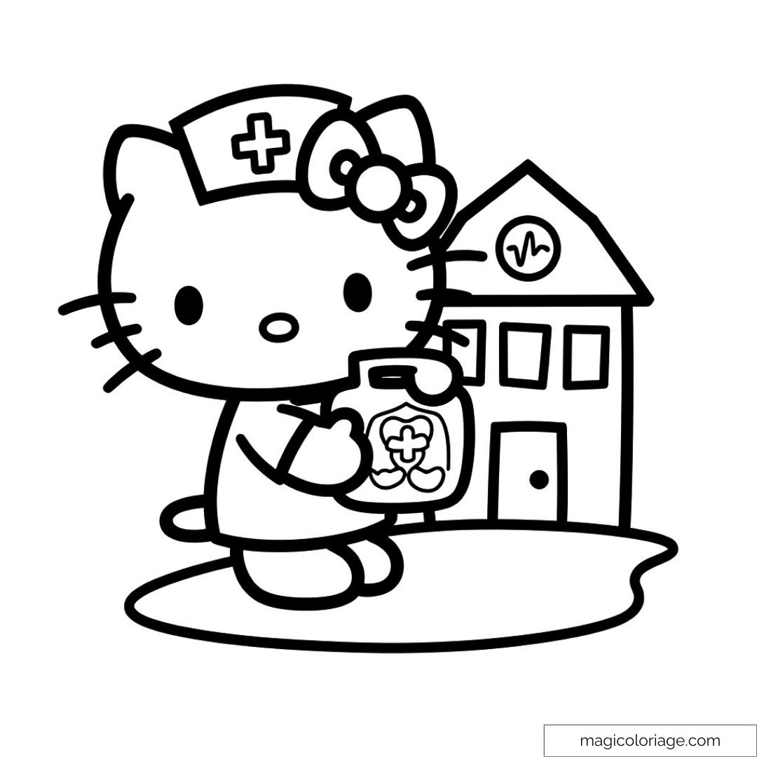 Dibujo Para Colorear De Enfermera De Hello Kitty Para Ni os Dibujo Para Colorear De Enfermera De Hello Kitty Para Ni os