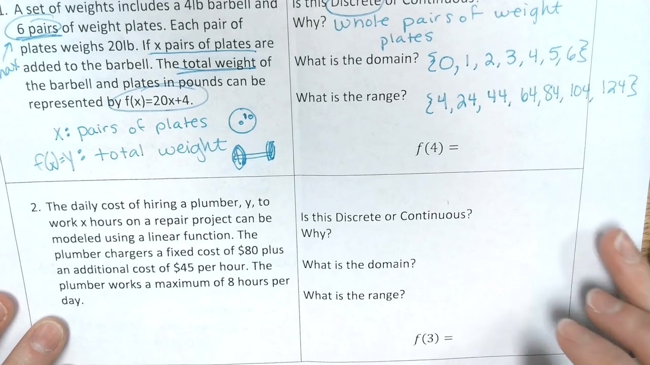 Discrete And Continuous Domain And Range Word Problems YouTube Discrete And Continuous Domain And Range Word Problems YouTube