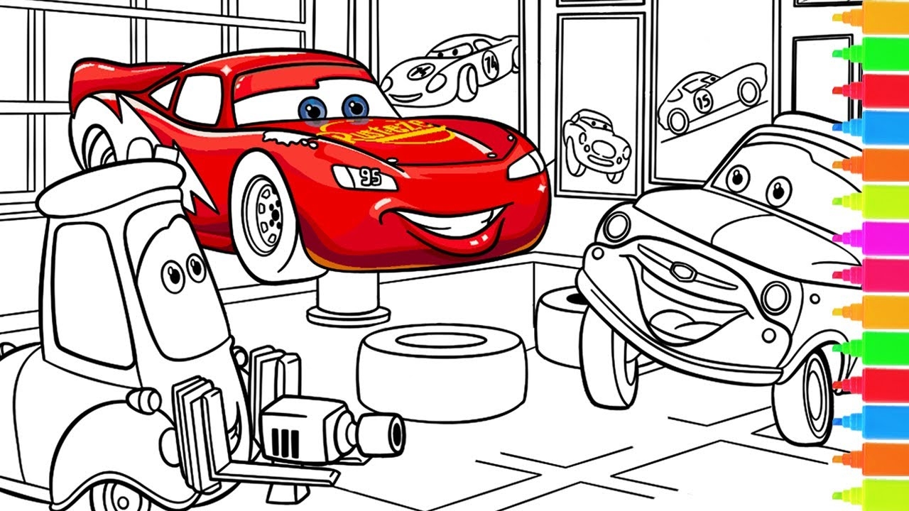 Disney Pixar Cars Lightning Mcqueen Tuner Cars Coloring Book Pages YouTube Disney Pixar Cars Lightning Mcqueen Tuner Cars Coloring Book Pages YouTube