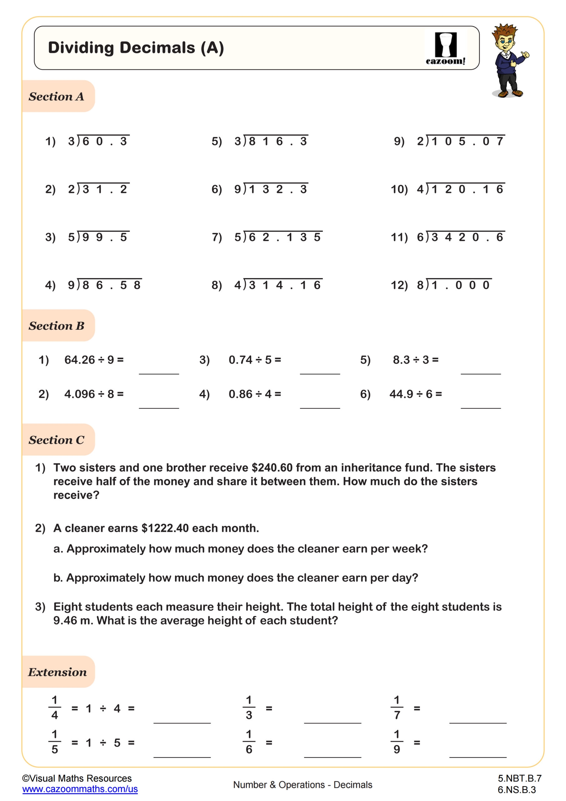 Dividing Decimals A Worksheet 5th Grade PDF Worksheets Dividing Decimals A Worksheet 5th Grade PDF Worksheets