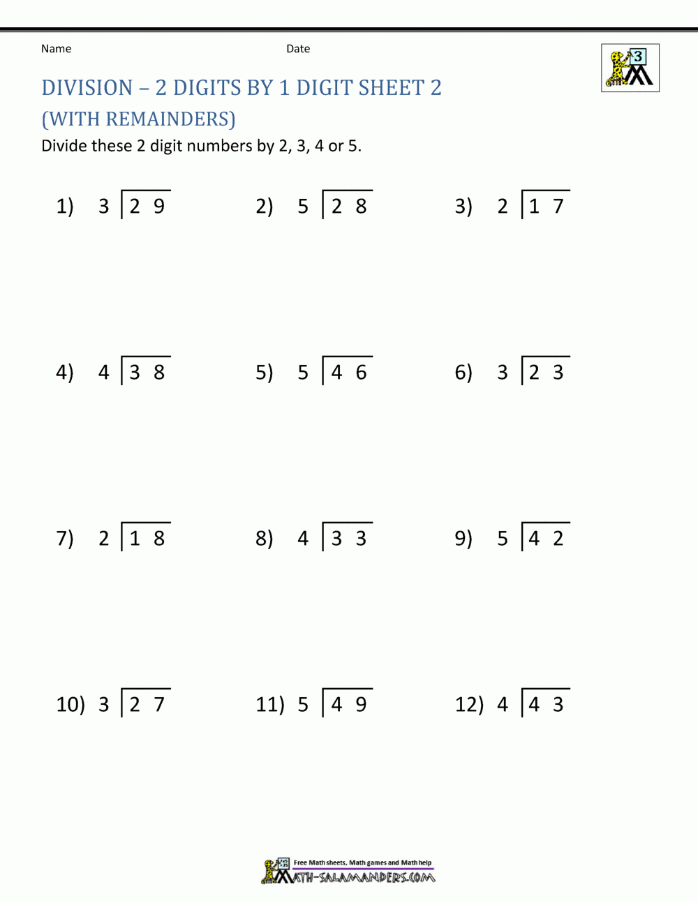 Division Worksheets 3rd Grade Division Worksheets 3rd Grade