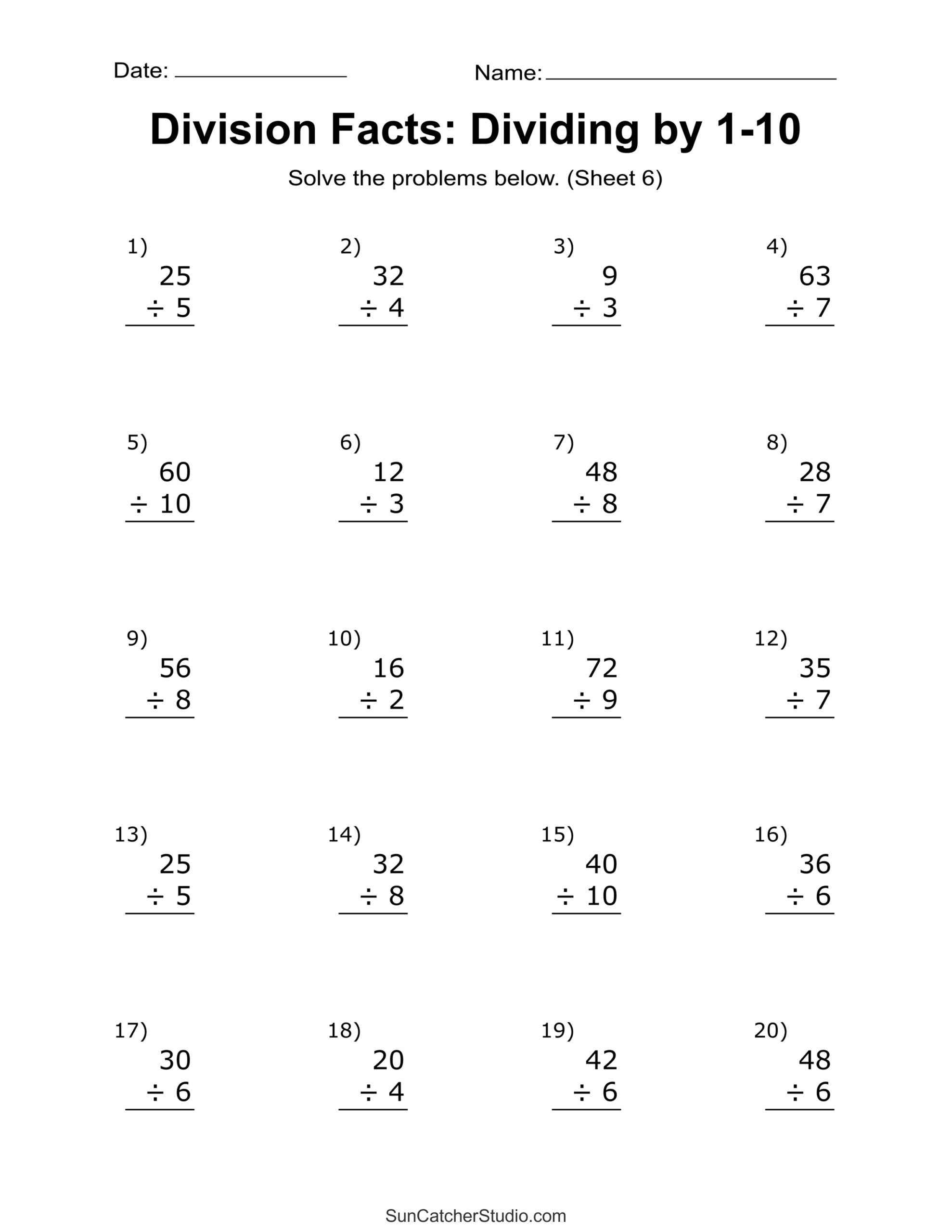 division math facts worksheets division math facts worksheets