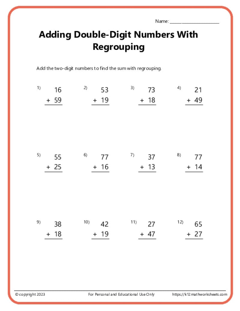 double digit addition worksheets double digit addition worksheets