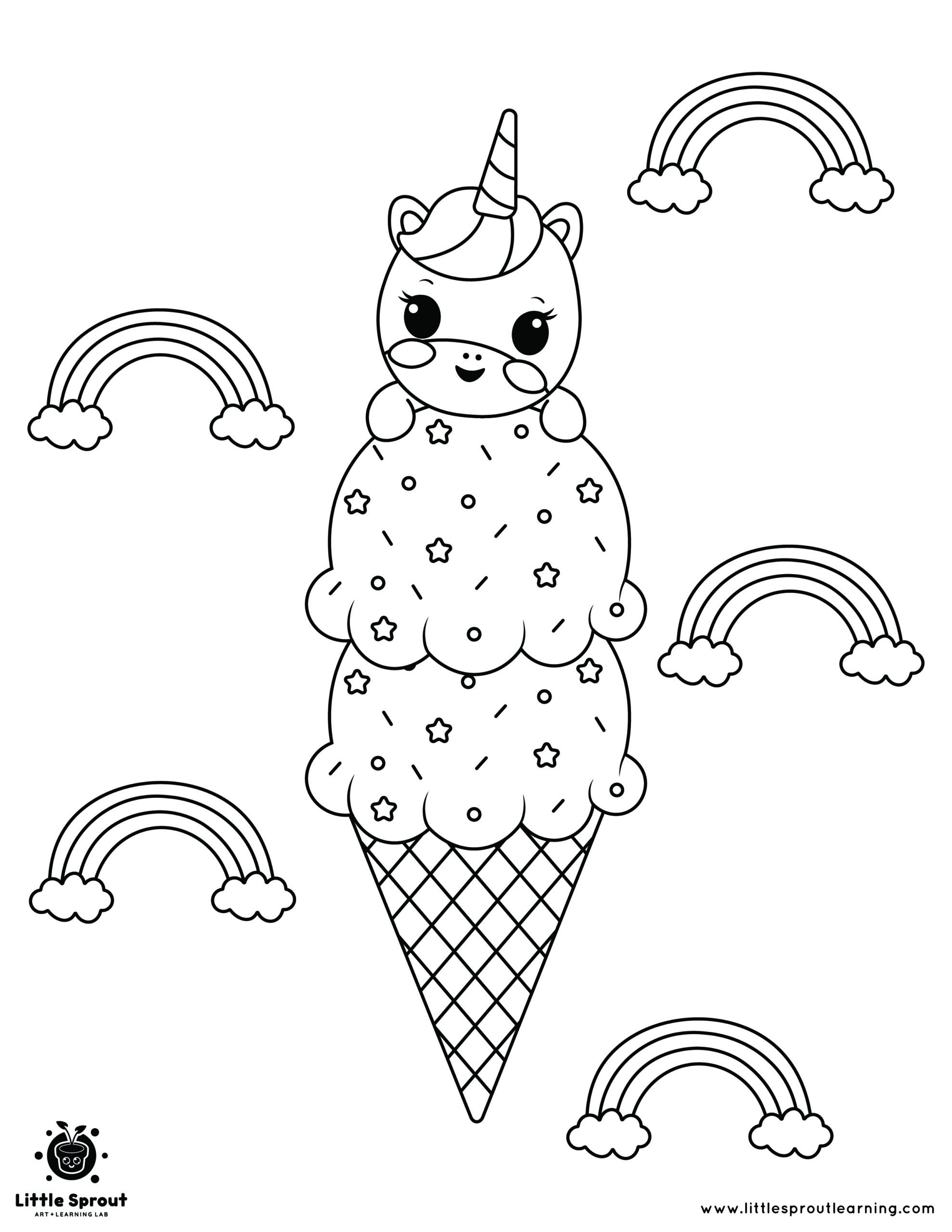 Double Scoop Ice Cream Unicorn Coloring Page Double Scoop Ice Cream Unicorn Coloring Page