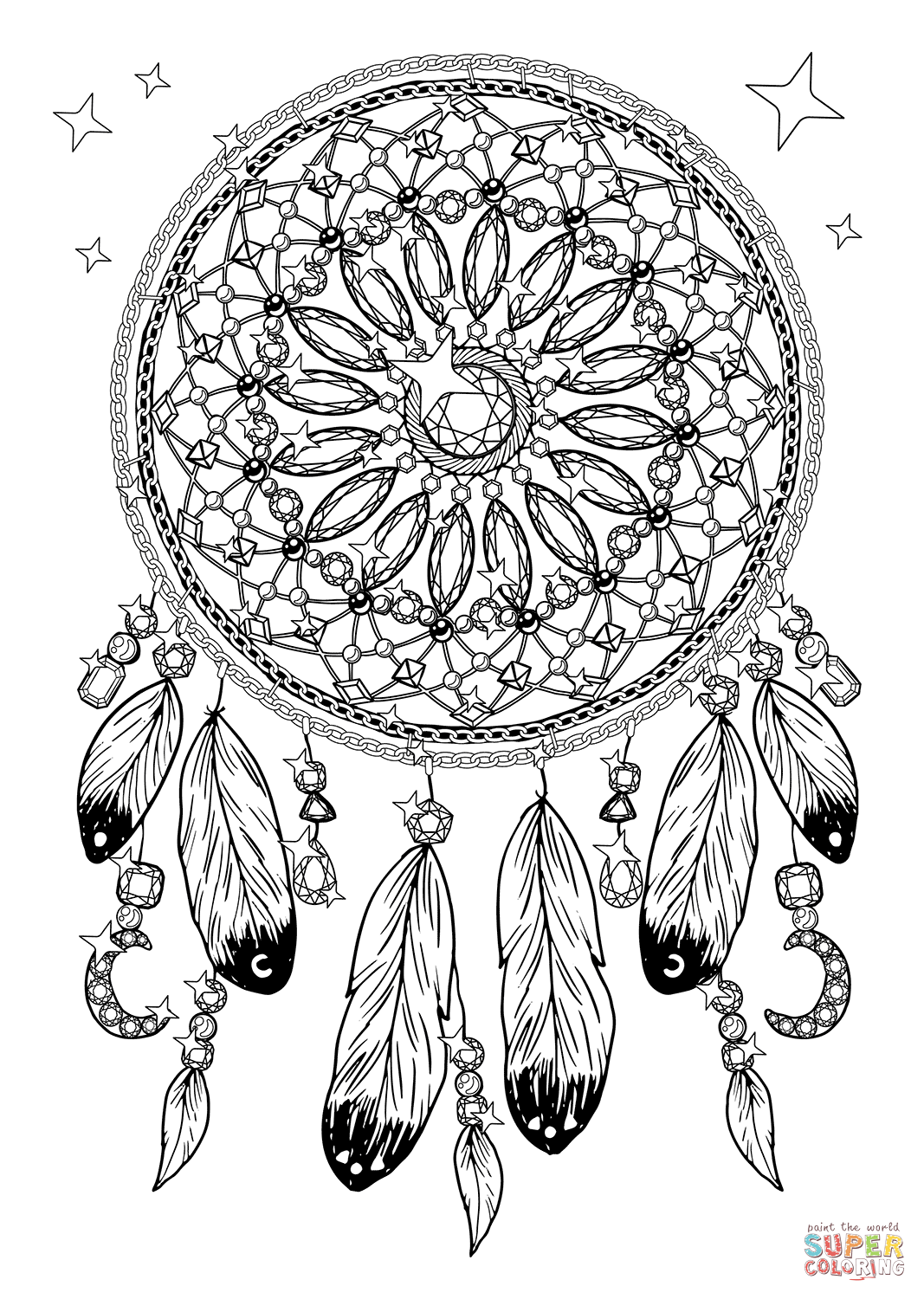 Dreamcatcher Necklace Coloring Page Free Printable
