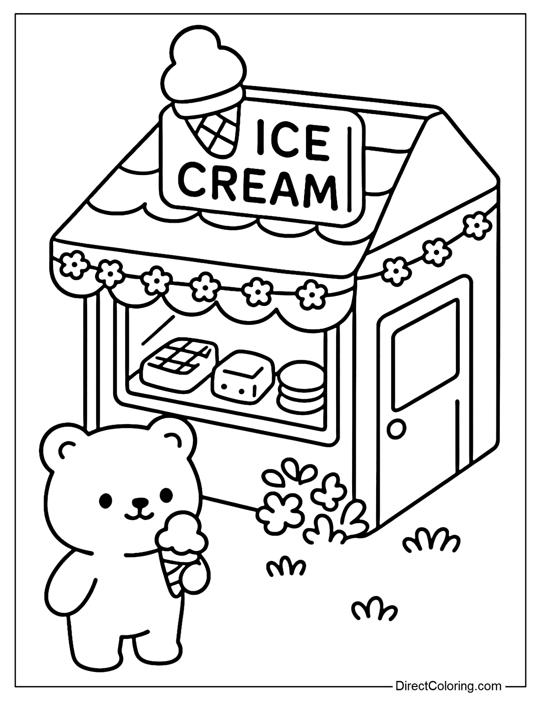 ice cream shop coloring sheet